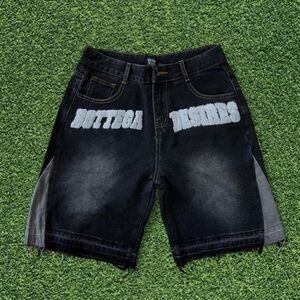 Bottega Veneta Black Washed Denim Logo Patch Men’s Shorts